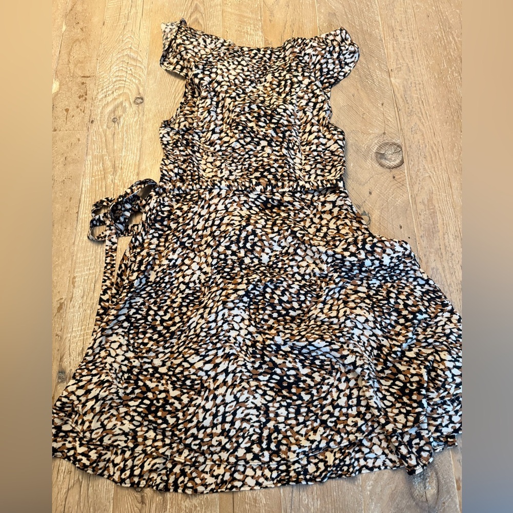Free People French Quarter Black & Cream Floral-Print Mini Wrap Dress S - Picture 10 of 10